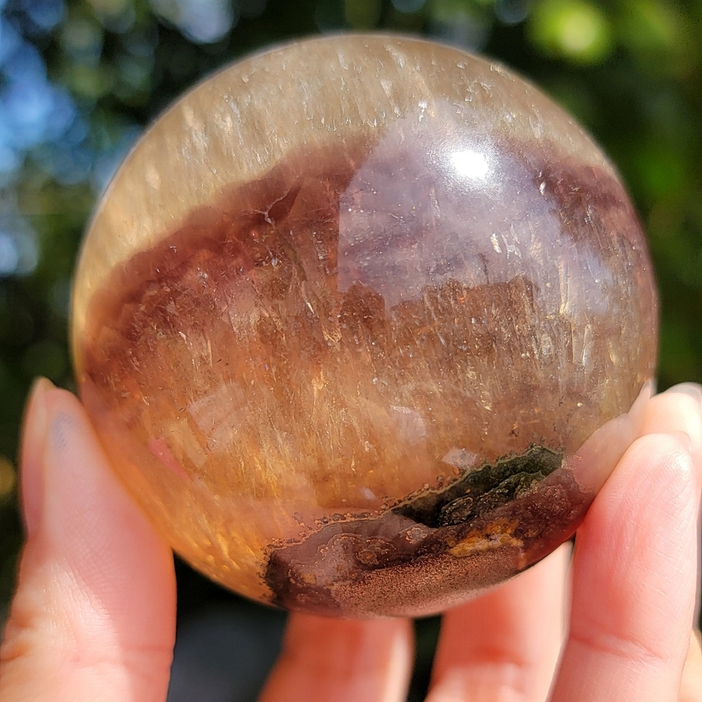 NEW 63MM FLUORITE, MICA & PYRITE SPHERE